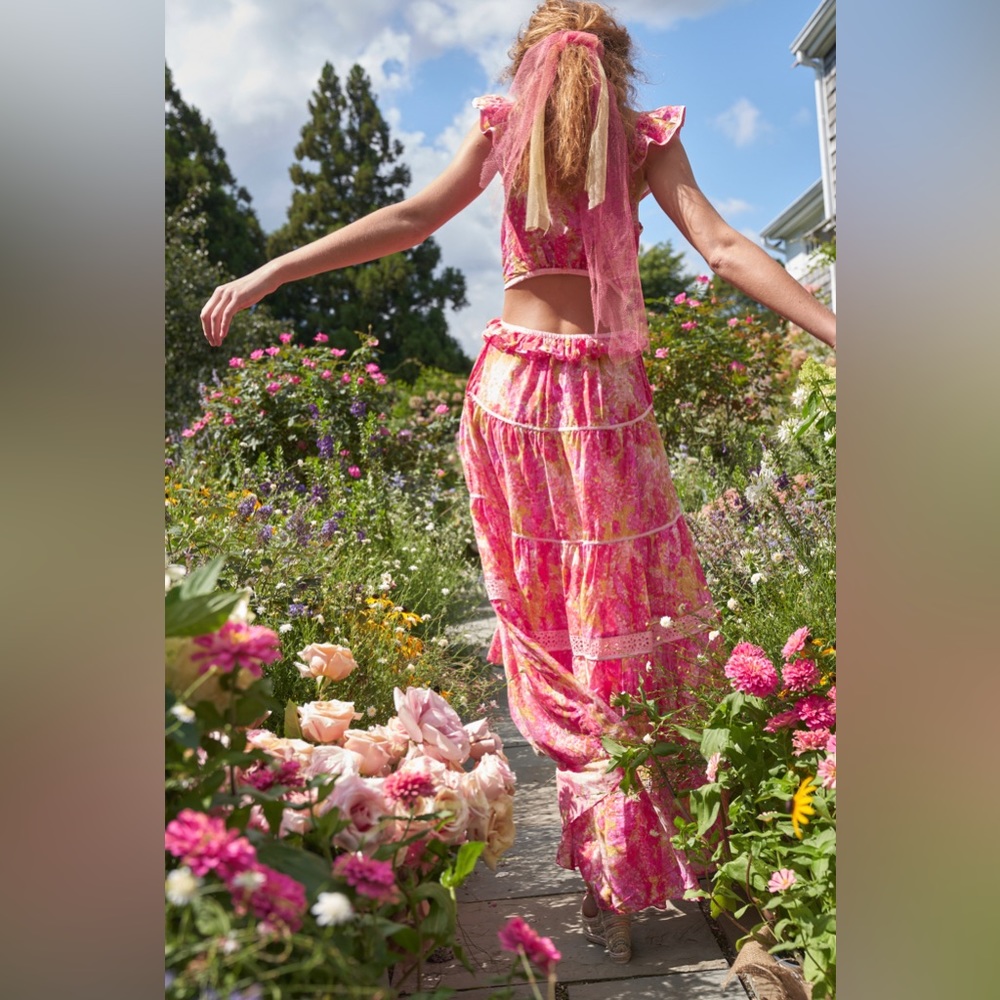LoveShackFancy Madsen Floral Maxi Dress With Cut Outs - Picture 9 of 16